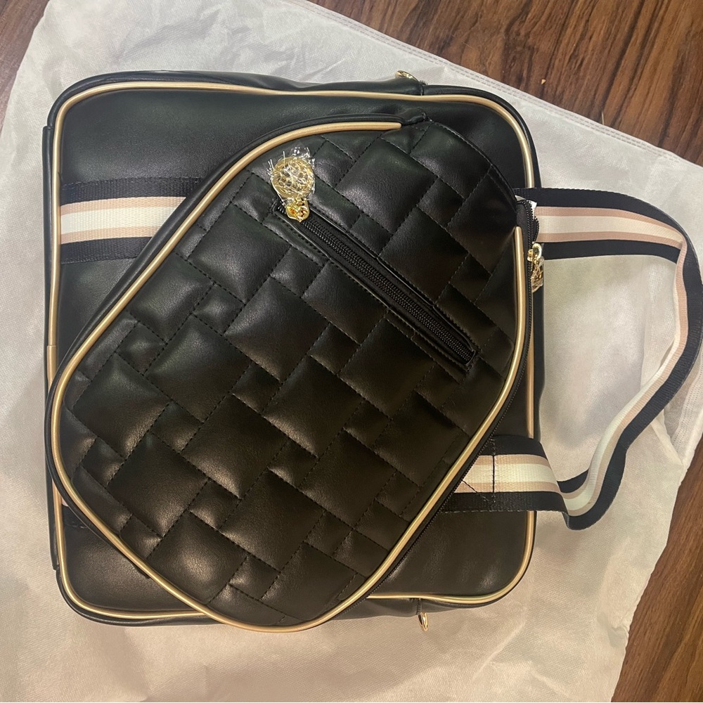 The Emily pickle ball bag by Ameliora Elegant Black Woven Tote Bag - Picture 2 of 9